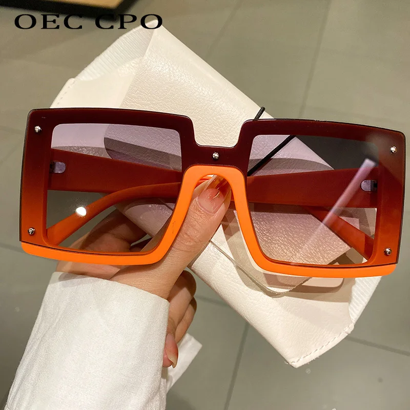 

OEC CPO Oversized Square Sunglasses Women Fashion Double Color Frame Sun Glasses Female Trending Gradient Shades UV400 Eyewear