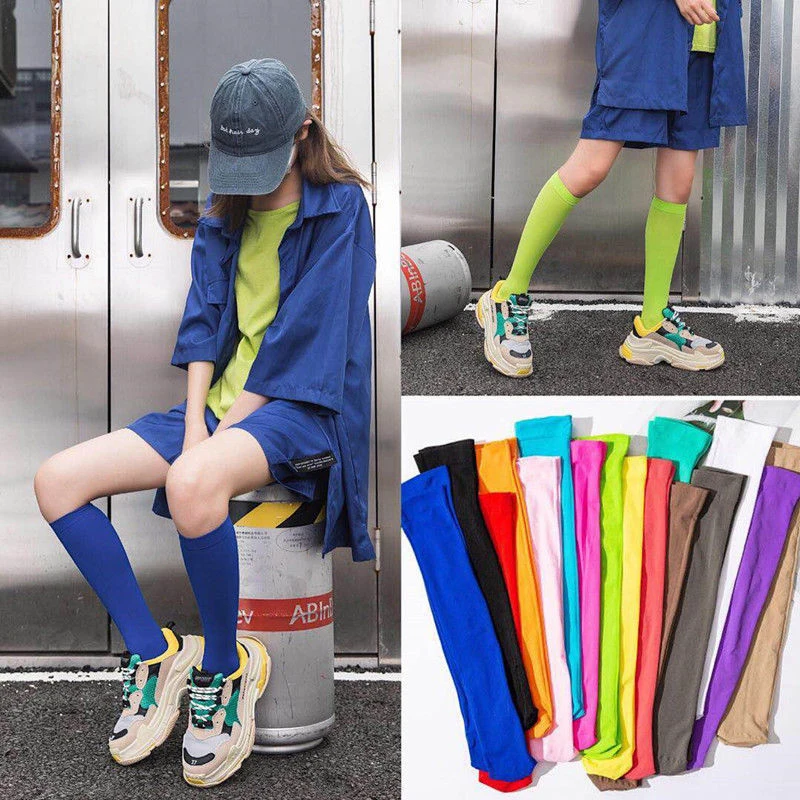 

Lolita Woman Candy Color Socks JK Girl Summer Pressure Slimming Legs Stockings Kawaii Japan Korea Long Socks Uniform Mid Socks