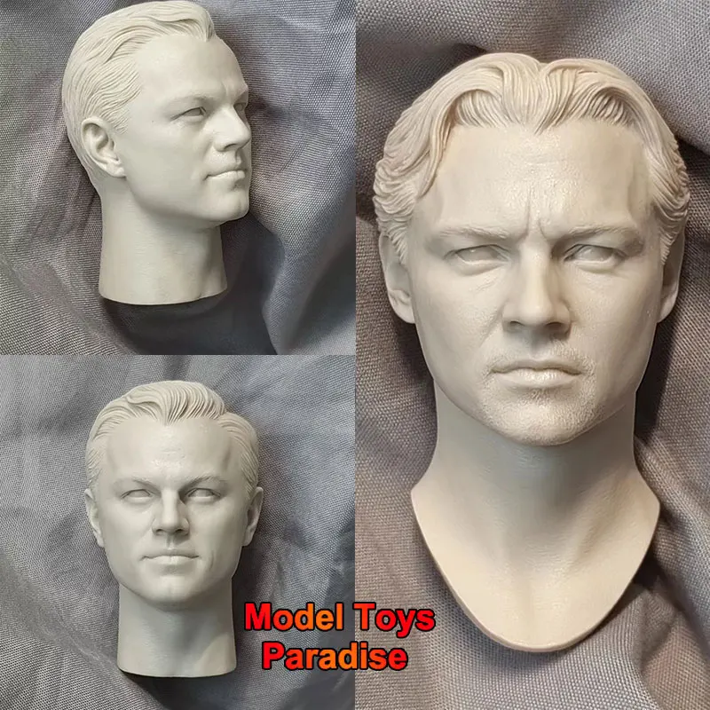 Unpainted 1/6 Men Soldier Leonardo Head Sculpt Dream Thief White Model Head Fit 12inch Action Figure Body