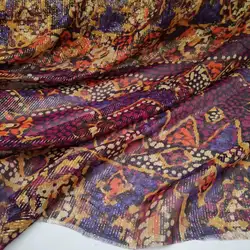 Metallic Bling Silk Georgette Ethnic Paisley Shimmer Floral Printed Qualified Shiny Silk Breathable Fabric