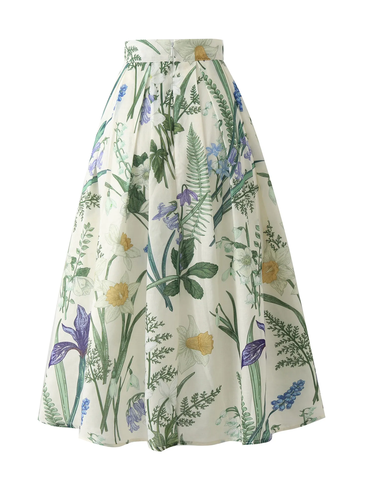 High Quality New Spring Summer Small Fresh Printing Women A-line Skirt Elegant High Waist Mid-long Casual Puff Umbrella Skirts