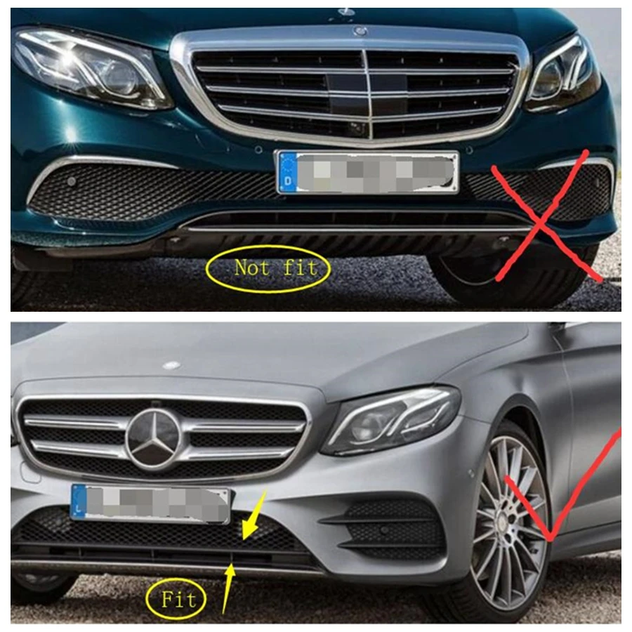 Lapetus Red Accessories Front Bumper Protection Plate Cover Kit For Mercedes Benz E Class E-Class W213 (Sport Model) 2016 - 2019