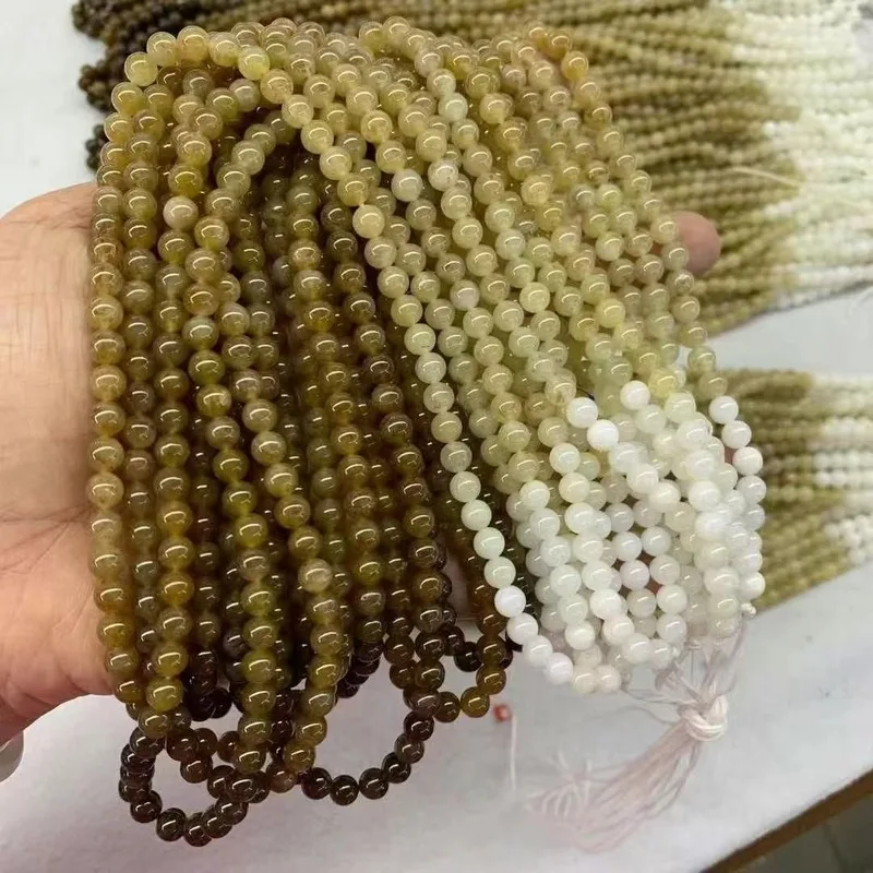 Natural Hotan Jade Qemuo Gradient Color 6Mm Round Beads Multi-Strand Bracelet