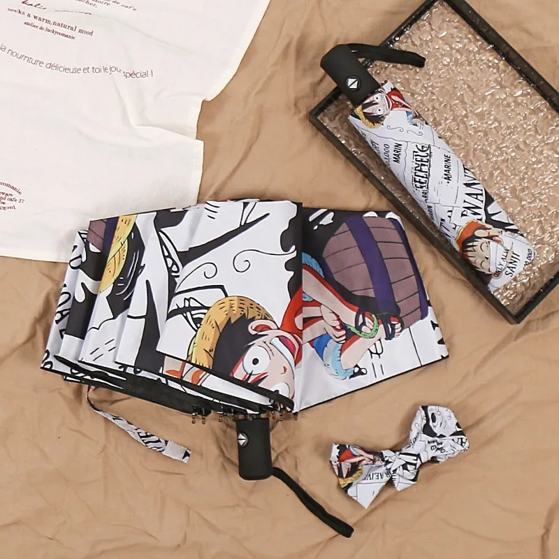 

One Piece Animation Creative Cute Luffy Peripheral Fully Automatic Folding Umbrella Anti-UV Rain or Shine Parasol Holiday Gift