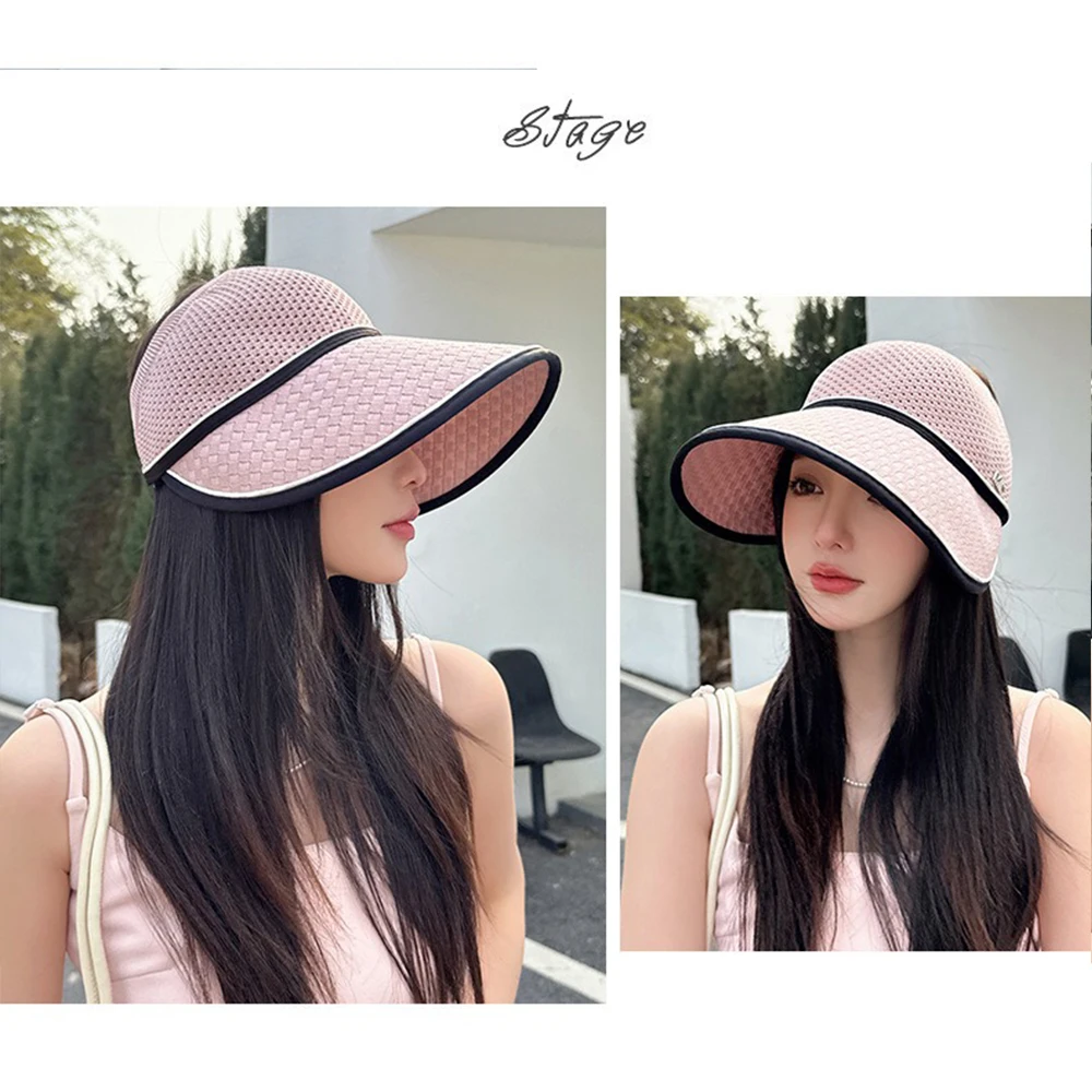 Chapeau de protection solaire respirant pour femmes, nouvelle collection été 20225, visière queue de cheval à grands bords, chapeau de paille pliant pour vélo, tendance