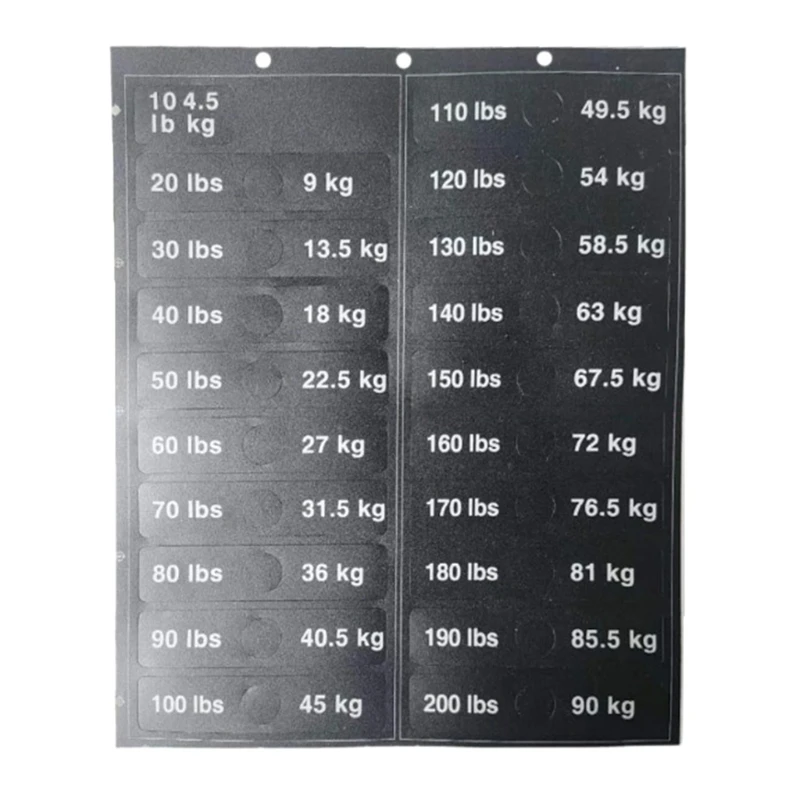 Weight Stack Labels 4.5kg to 90kg Fitness Equipment Weight Sticker Labels Weight Block Sticker for Weight Identification