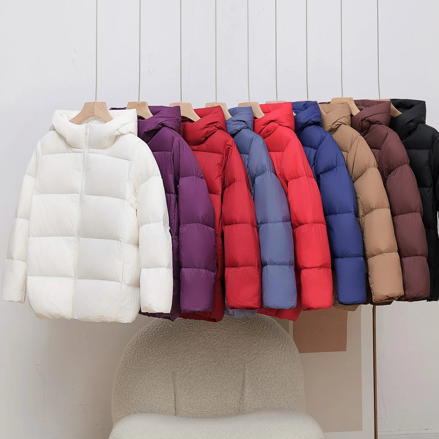 Feather Clothes Women's Medium and Long Hooded Zipper Korean Version Warm Bread Clothes Loose Large Size Winter Jacket Women