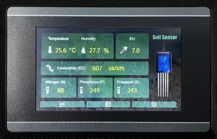 Temperature Humidity EC PH NPK Sensor with HMI touch screen Measuring and Logging RS485 Soil Moisture