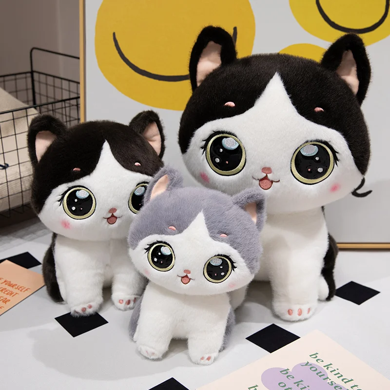 Lindos juguetes de peluche de gato de 2 tamaños, la serie curativa, los gatos trae el calor y la mente de la paz para regalos de compañía para niños