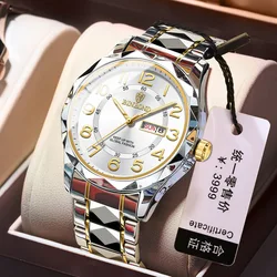 BINBOND B5663 Men's Watches Casual Fashion Original  Quartz Watch for Man Waterproof Steel Strap Luminous Date Week Tend Dress