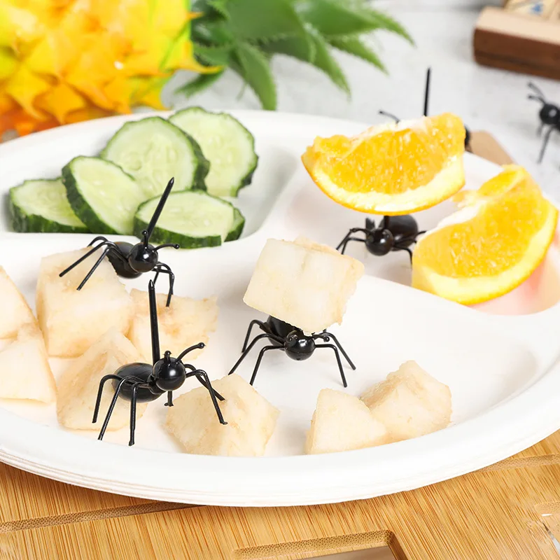 12PCS Ants Moving Shape Fork Hardworking Ants Moving Fruit Fork Of Party Cake Insert Snack Fork for Home Dinner Fruit Pick