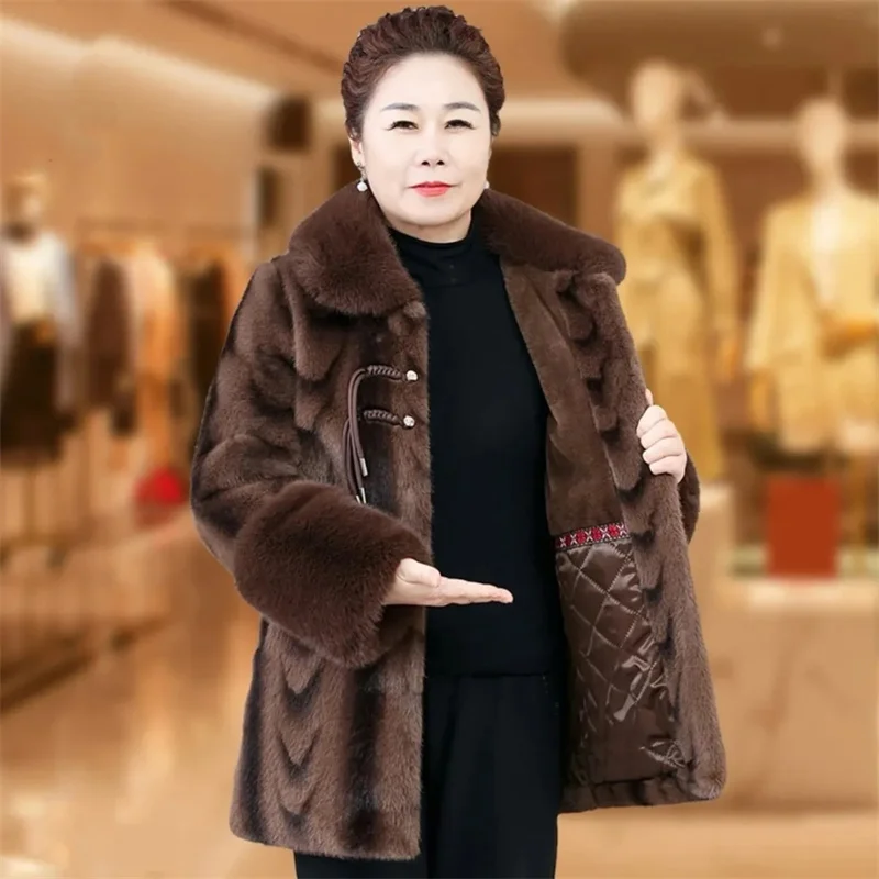2025 Femme Leisure Loose Faux Fur Outcoat Korean Ladies Large Size 6XL Plush Coat Spring Autumn Women Long Sleeves Fur Jacket