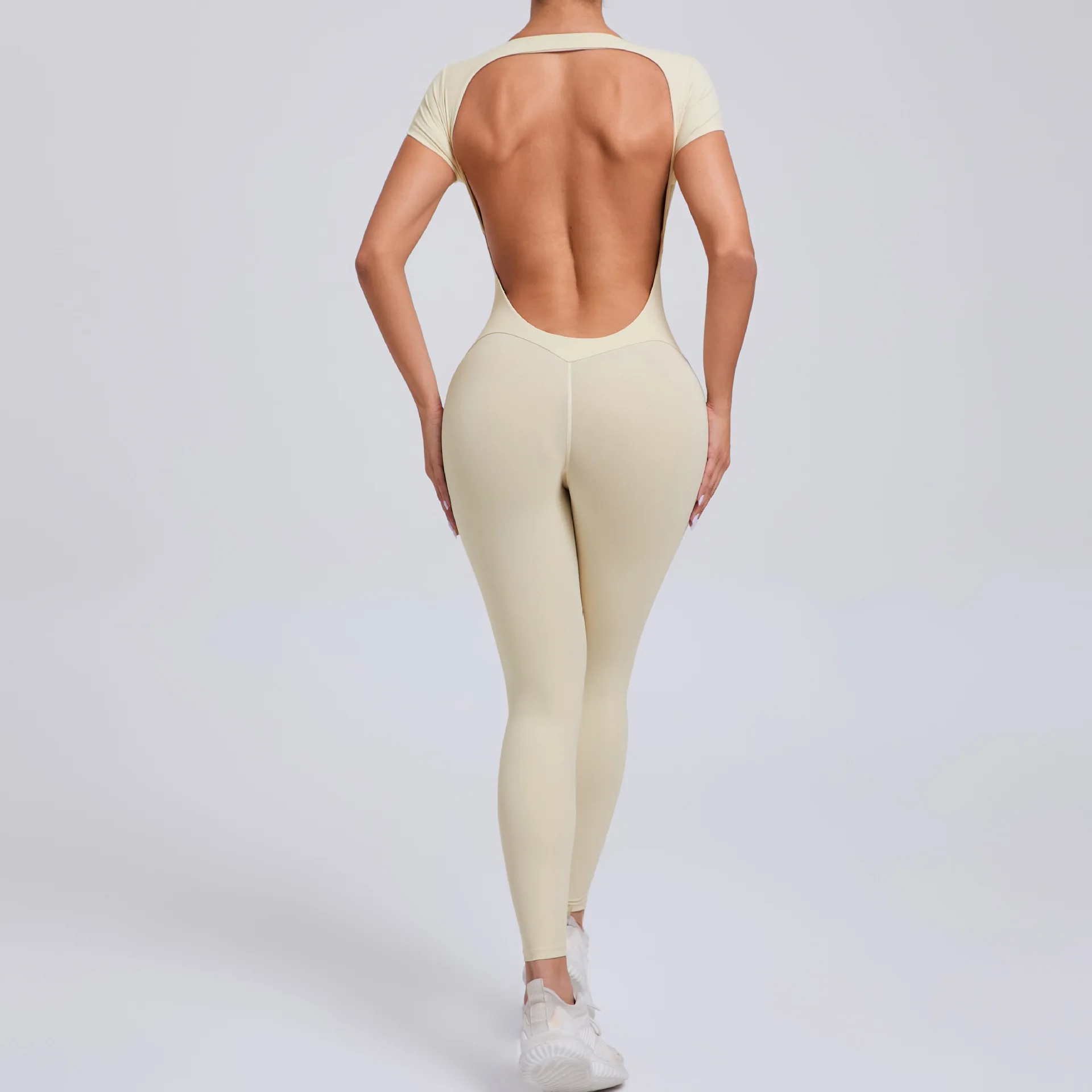 Yoga Suit Women's Jumpsuit One Piece Sports Suit Short Sleeve Gym Clothes Push Up Training Fitness Yoga Bodysuit Sportswear image 4