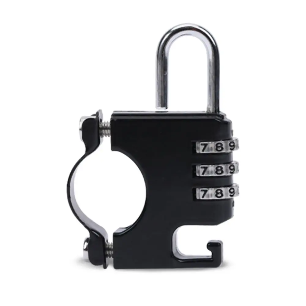 Portable 3 Digit Helmet Combination Lock Solid Waterproof Password Helmet Lock with Hook Alloy Anti Theft Padlock Motorcycle