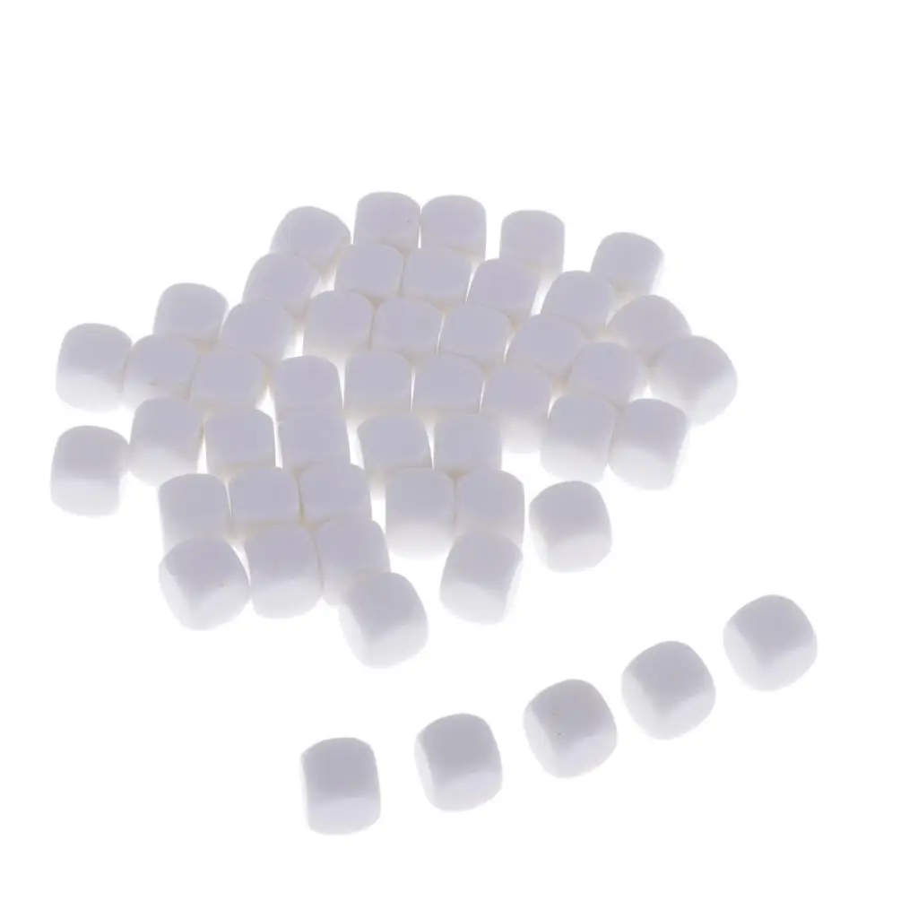Six Sided Blank Dices 12mm Acrylic White Board Game Dice for Dungeons and Dragons Tabletop Play