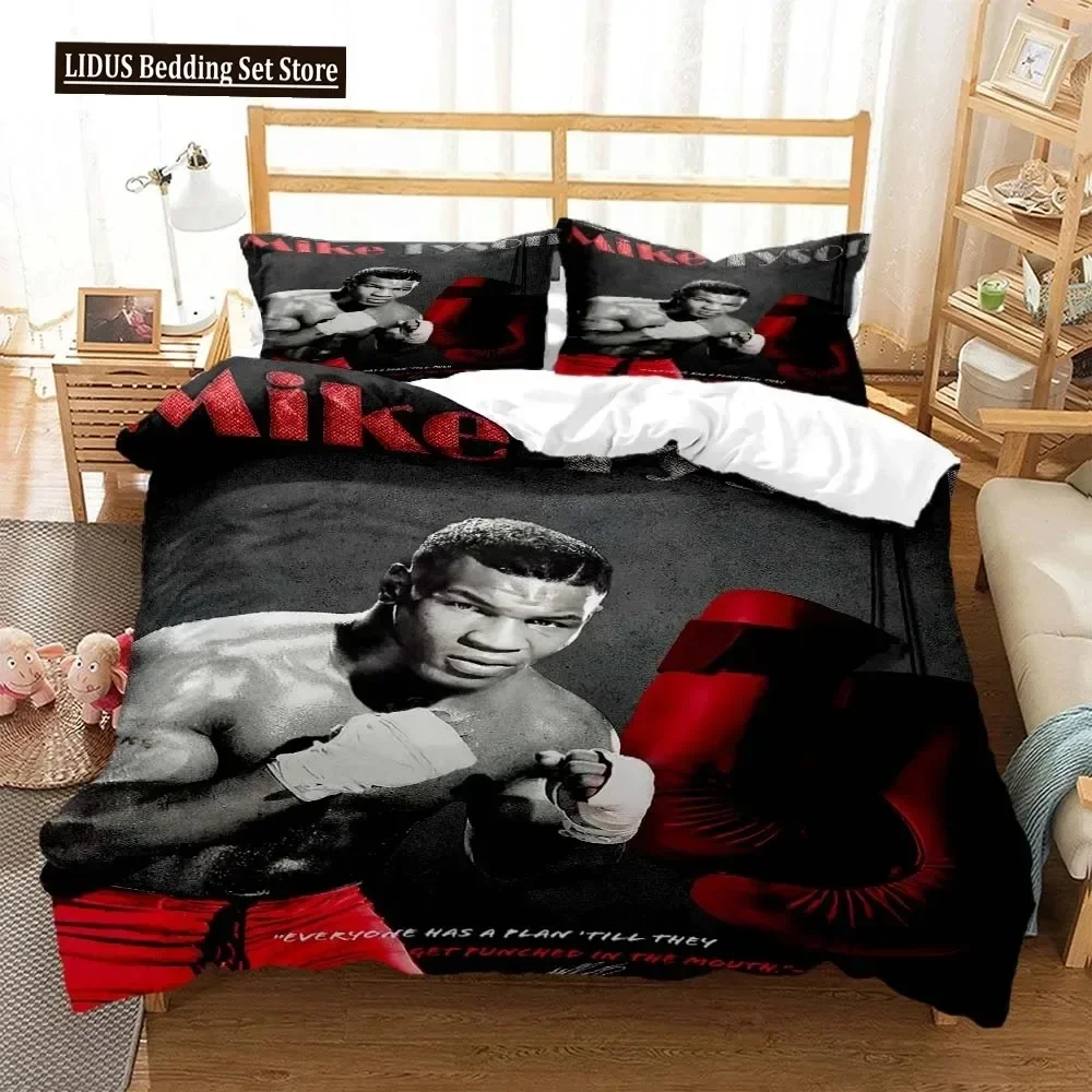 

Mike Tyson Boxing Champion Bedding Set Boys Girls Twin Queen Size Duvet Cover Pillowcase Bed Kids AdultHome Textile