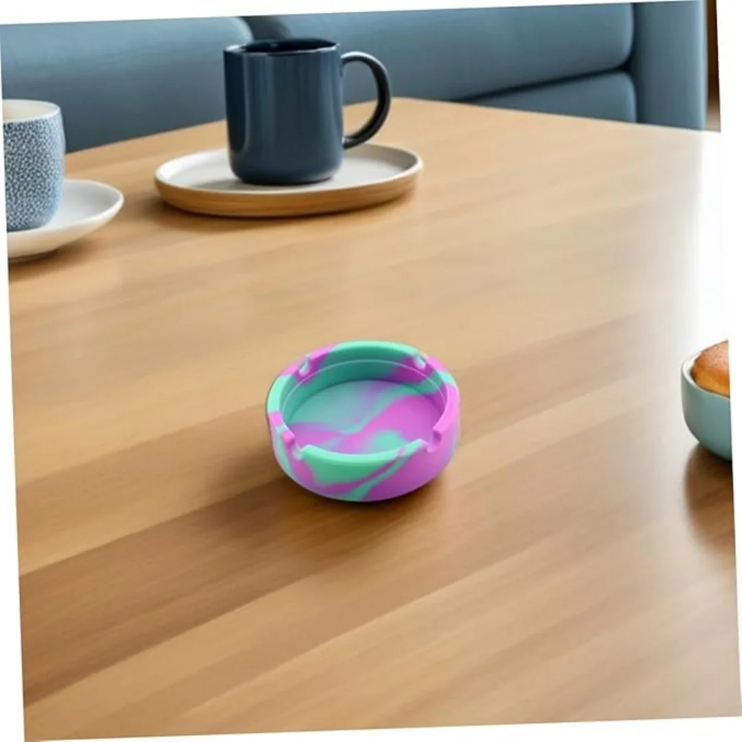 

Unbreakable Silicone Ashtray - Heat-Resistant Marble Pattern Cigarette Holder, Portable Windproof Ashtray for Home, Office