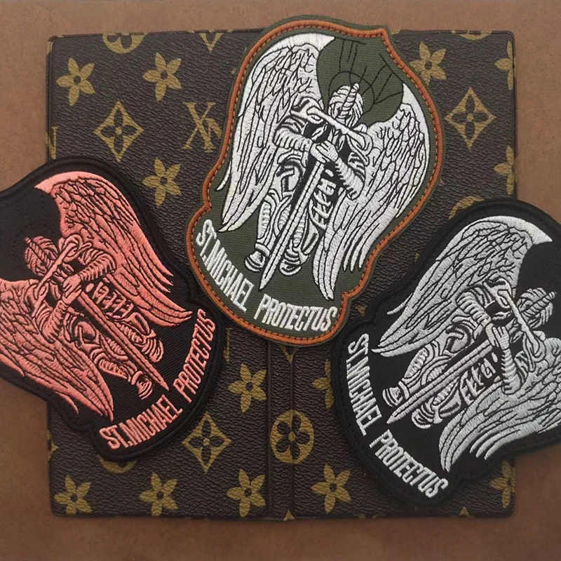 ST. MICHAEL PROTECT US Embroidered Badge Tactical Stickers On Clothing With Hook And Loop