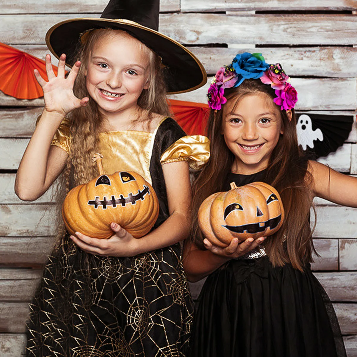 رعب العنكبوت عقال هالوين الشعر الزهور جارلاند مهرجان حزب هيرباند زهرة يوم الموتى #6