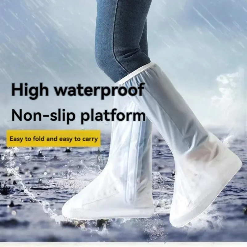 Portable Rain Shoe Cover Non-slip Rain Boot Covers Waterproof Shoes Protector Outdoor Reusable Thickened Footwear for Adult