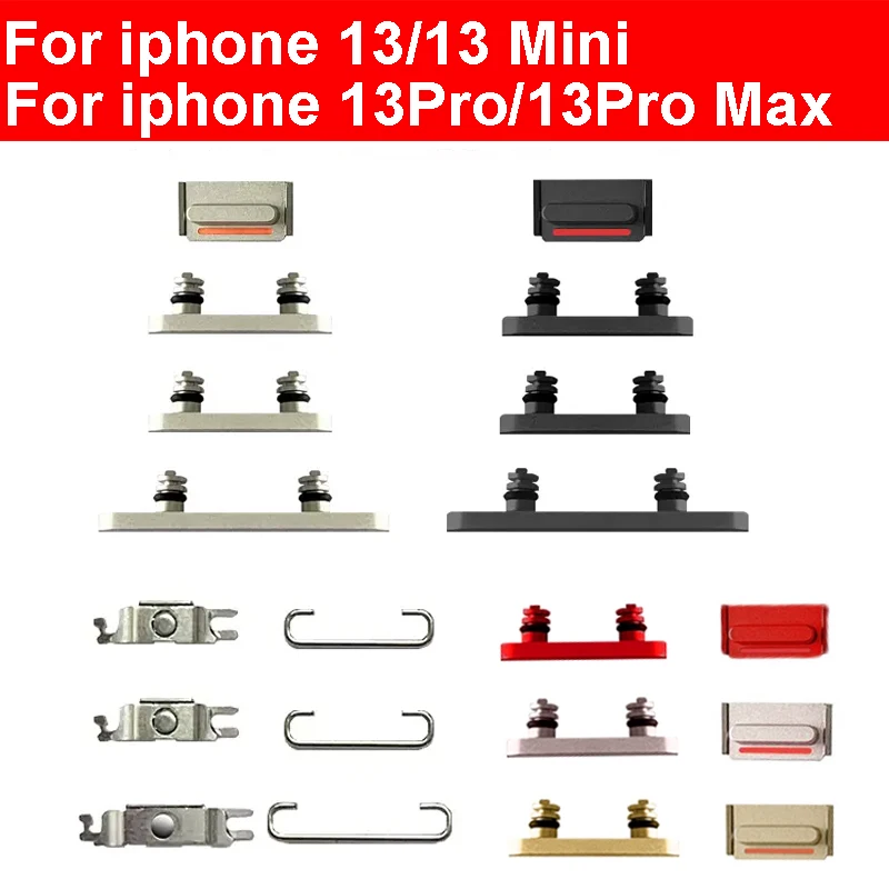 

1Set Power Mute Volume Button For iPhone 13 13Mini 13 Pro 13 Pro Max Power Volume Mute Side Key+Bracket Iron Hook Small Metal