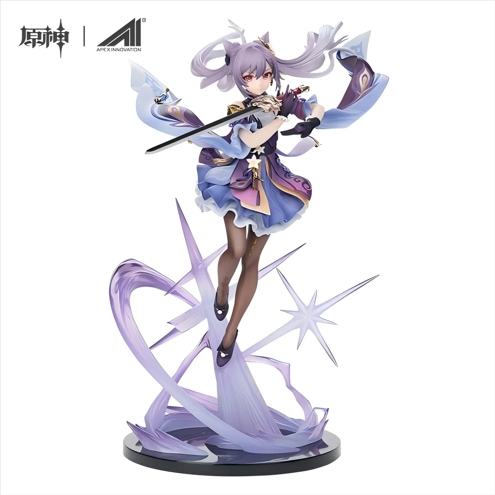 Game Anime 1/7 22cm Genuine Genshin Impact Static Figure Cartoon Keqing Nimble As Lightning Collections Models Dolls Ornaments