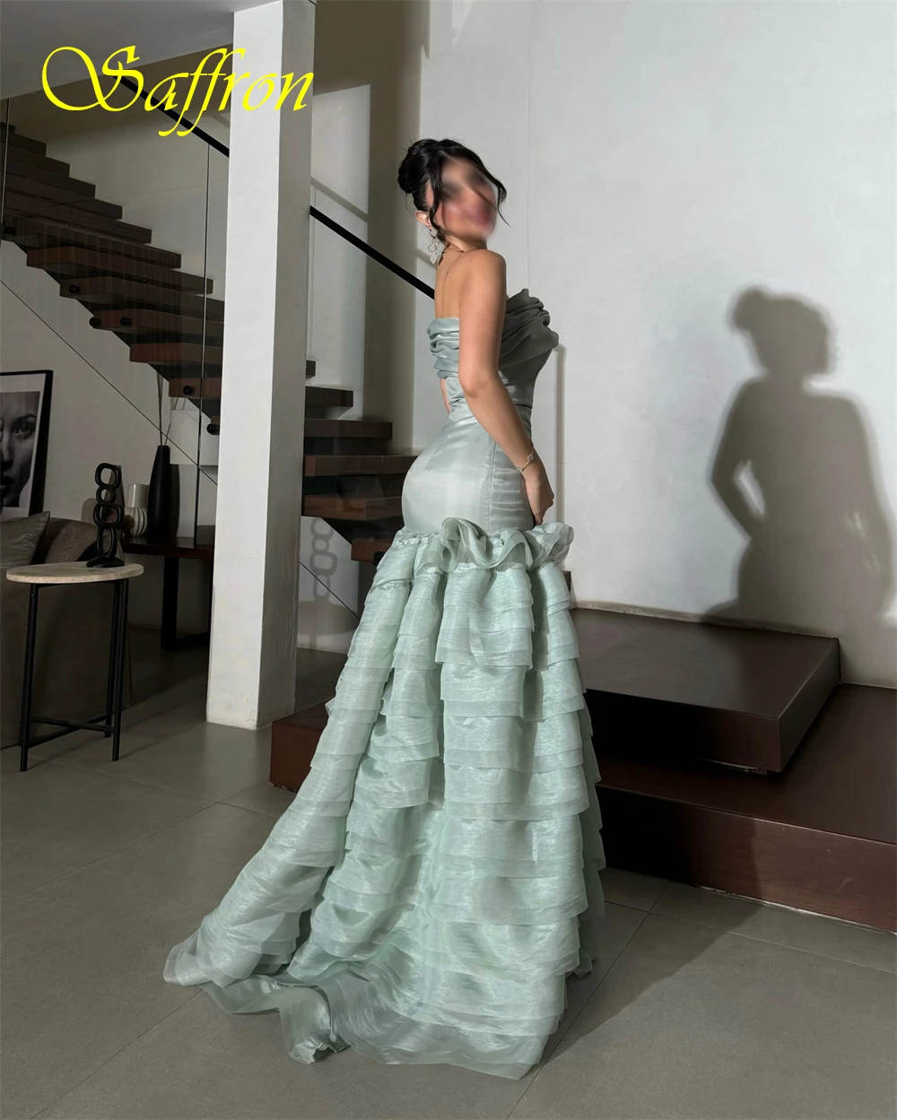 فستان سهرة مخصص بحورية البحر من الأورجانزا بدون حمالات، ثنيات رائعة للحفلات، فساتين مناسبة خاصة بدون ظهر