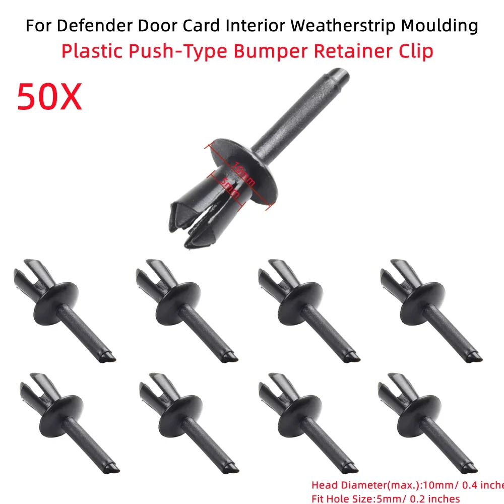 50Pcs 5mm Plastic Rivet Engine Lining Trim Fastener Panel Retainer Clips for BMW for Defender Door Card Interior Weatherstrip