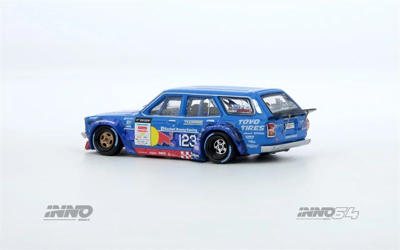 [PreSale] INNO 1:64 MAD MIKE 1976 RX3 Station Wagon D1GP 2024 BLUE#23 Diecast Model Car