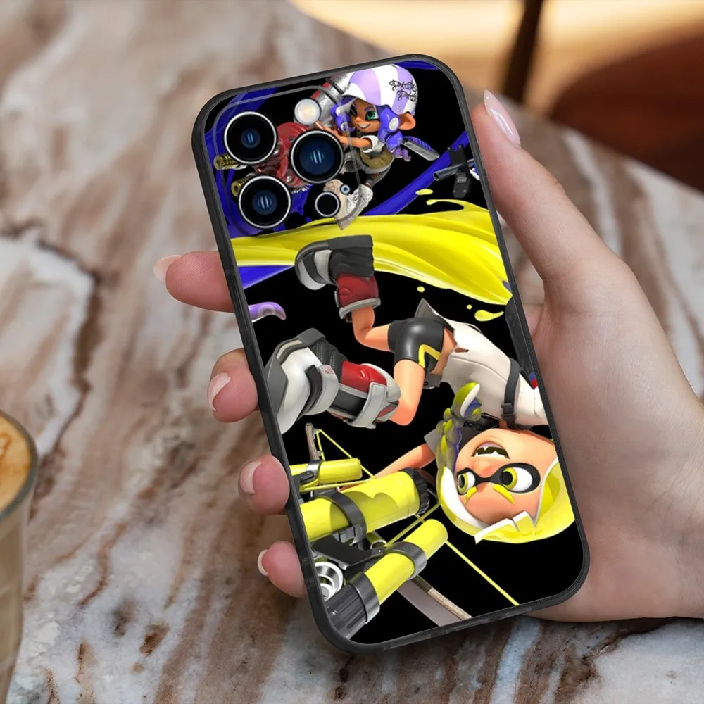 Game S-Splatoon Phone Case For iPhone 16,15,14,13,12,11,Pro,X,XS,Max,XR,Plus,Mini Soft Silicone Black Shockproof TPU