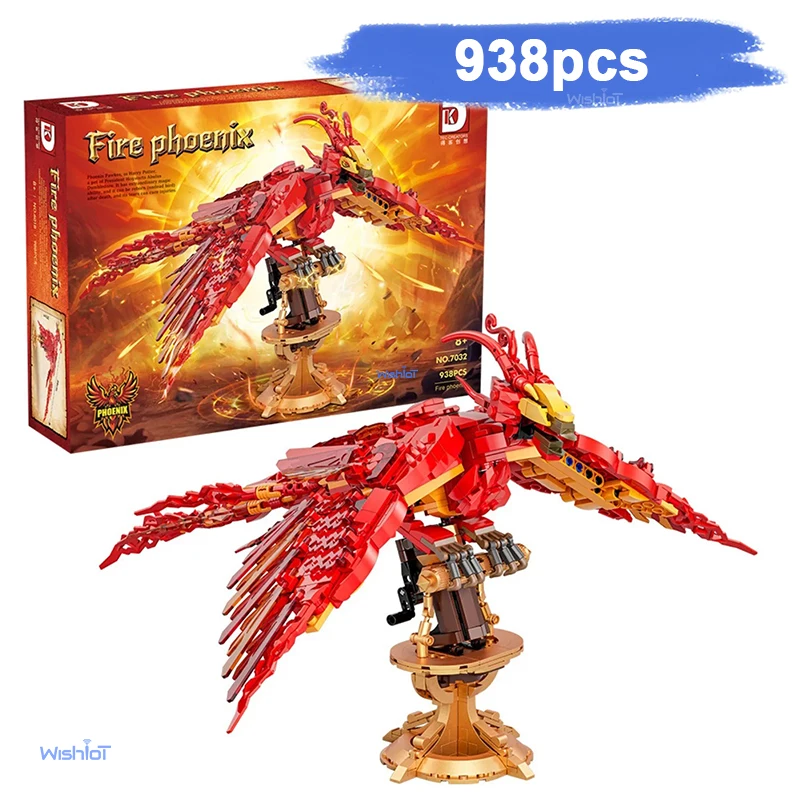 

7032 Fire Phoenix Creative Model Building Blocks set 2-in-1 Transformable Magic Animal Series Bricks Gift for Adults Collectors