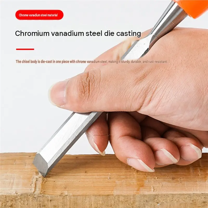 A02F-Cr-V Steel Blade Wood Tool Chisel Set- Anti-Slip Ergonomic Handles Included For Woodworking Projects