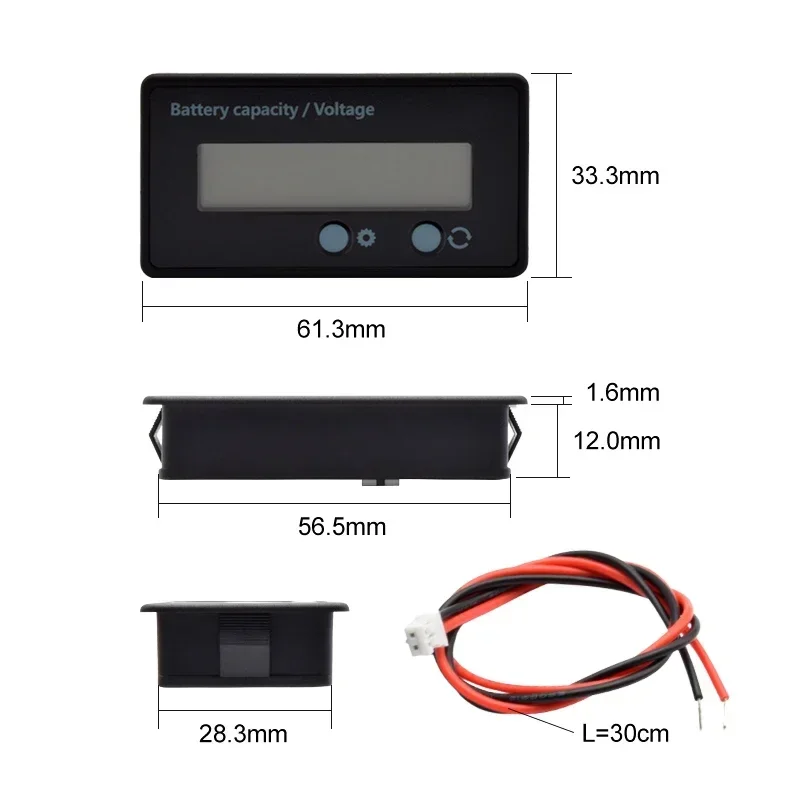 12V/24V/36V/48V Acid Lead Lifepo4 Lithium Battery Capacity Indicator LED Digital Car Motorcycle Voltmeter Voltage Tester Meter