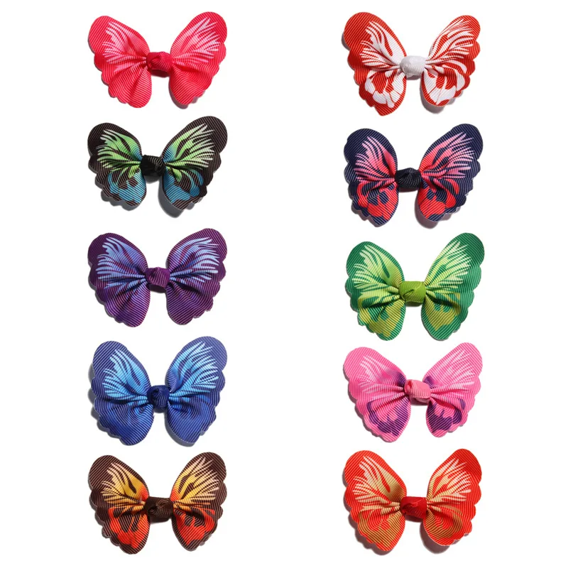 20PCS 6CM Artificial Fabric Flower Butterfly Hair Bows For Hair Accessories Hairpins Bowknots Boutique For Decorative Flowers