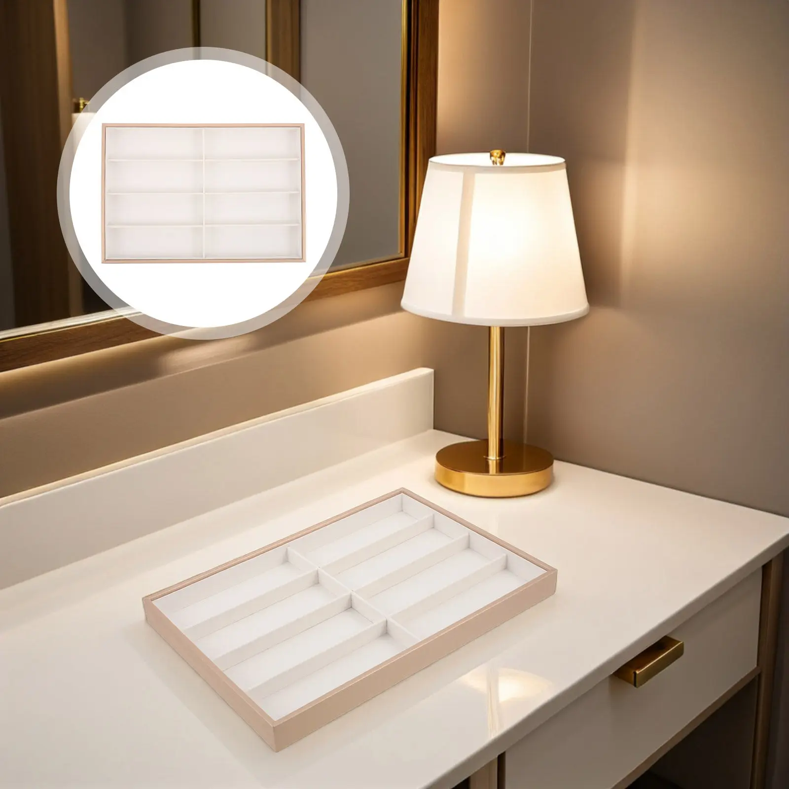Sunglasses Organizer Tray 13.78 X 9.45 Inch Soft Surface Glasses Display Stand Jewelry Storage Tray for Bedroom Travel Drawer