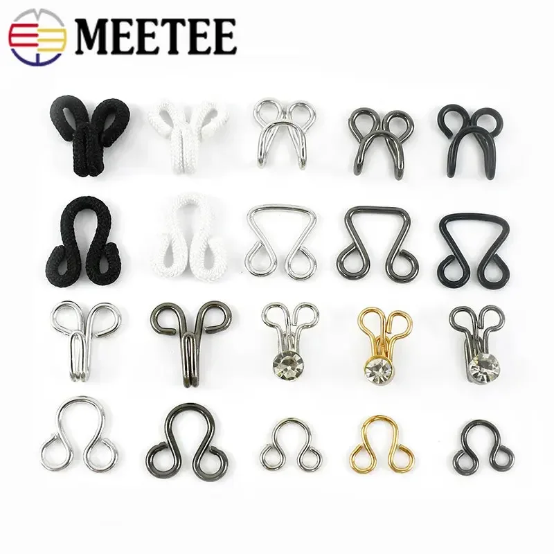 30/50Sets Metal Invisible Hook Button Adjuster Buckles Bikini Bra Pants Skirt Jacket Underwear Sewing Craft Supplies Accessories