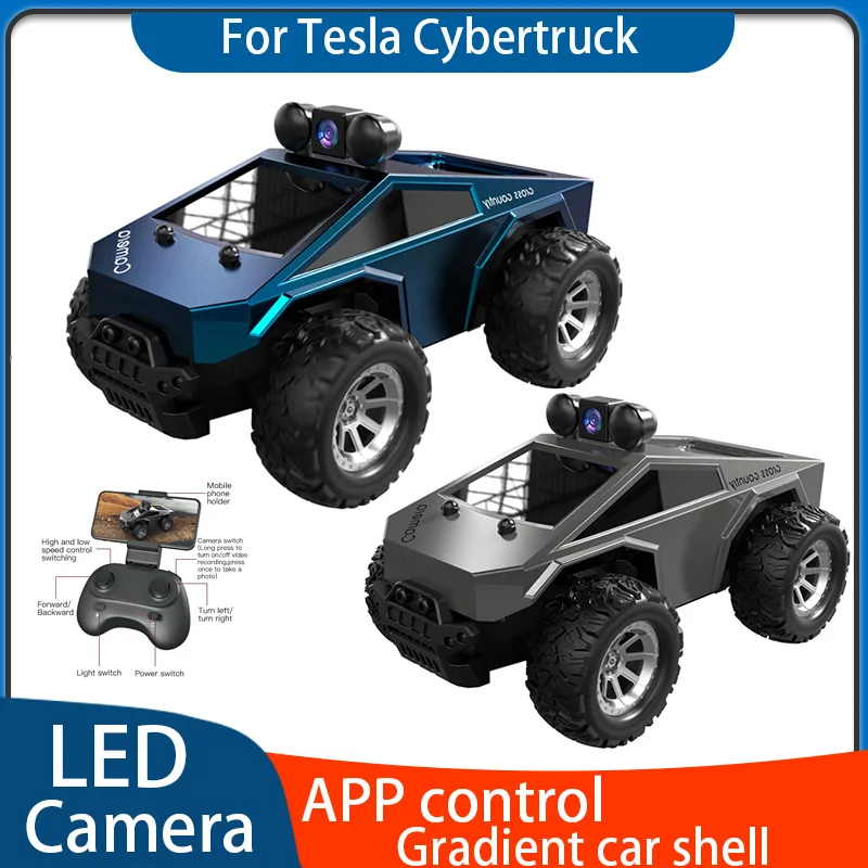 

Радиоуправляемый автомобиль для Tesla Cybertruck масштаба 1/28 с HD-камерой, дистанционным управлением/Wi-Fi, светодиодный светильник, 2,4G, высокоскоростной грузовик, игрушка в подарок для детей