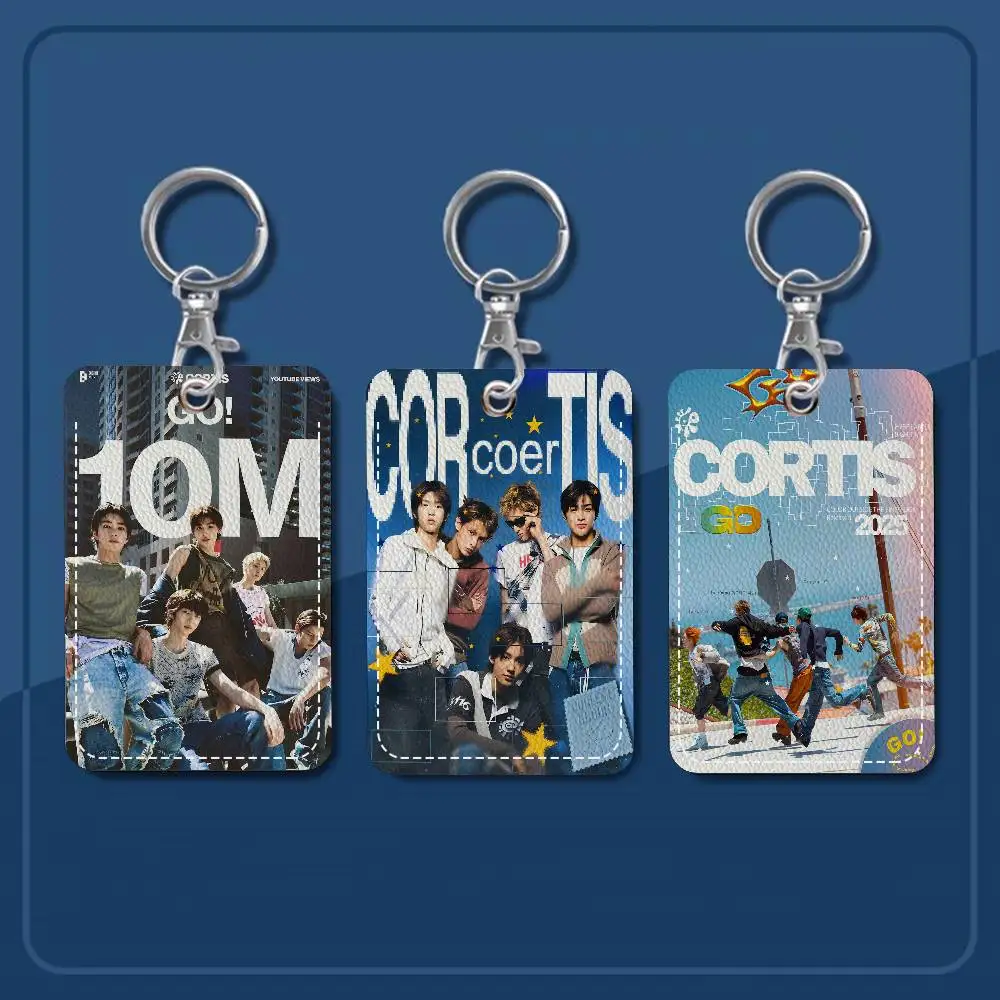 

C-C-Cortis Band PU Soft Leather Rectangular Key Card Holder Induction Elevator Protection Cover Youth Fashion Accessory