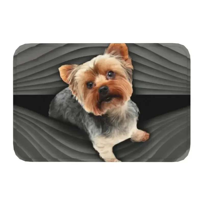 Artistic Yorkshire Terrier Starry Night Inspired Entrance Rug Impressionist Oil Painting Style Dog Pattern Decorative Pet Lovers