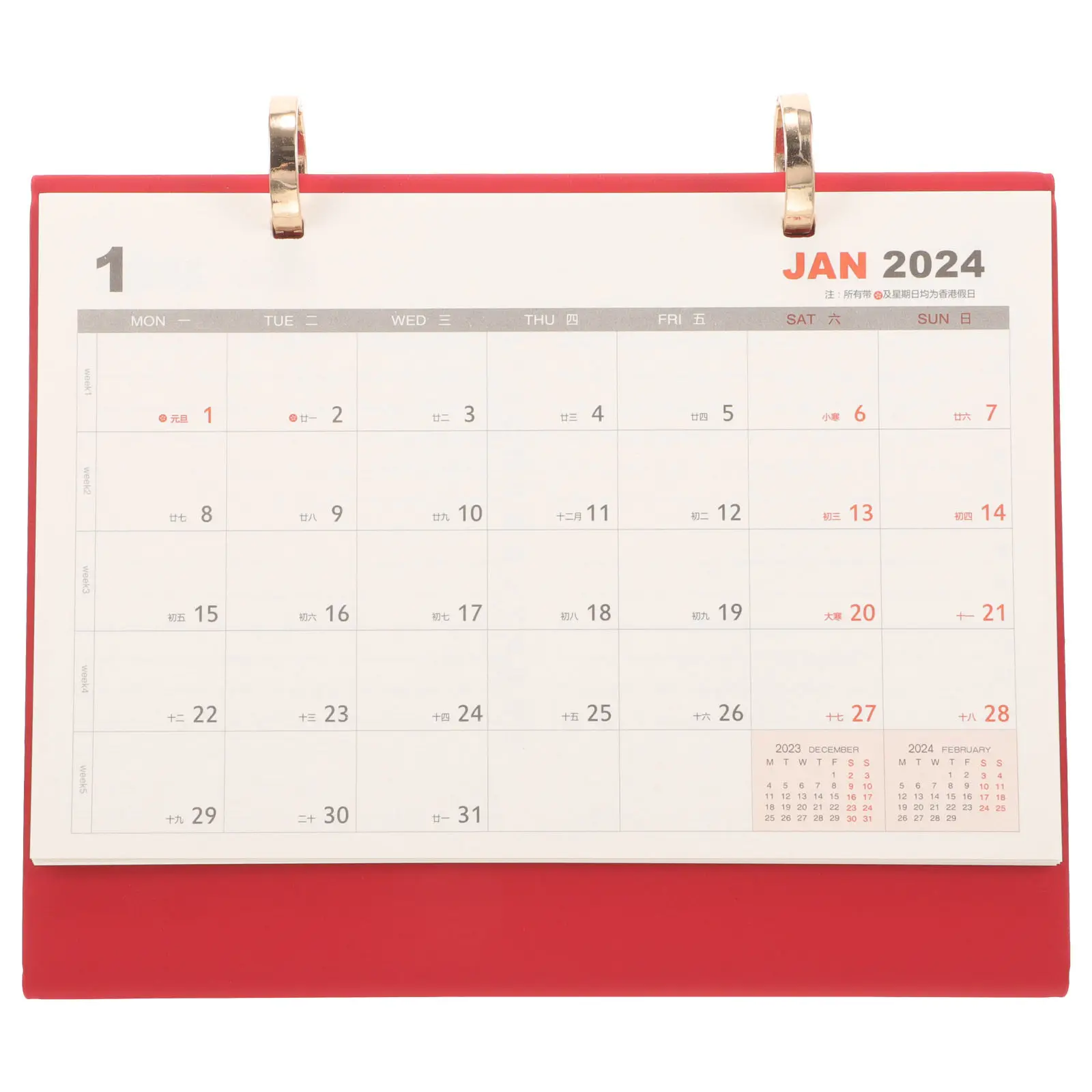 

Elegant Standing Desk Calendar 2024 Kraft Paper Metal Construction Portable Lightweight Table Calendar for Office Home
