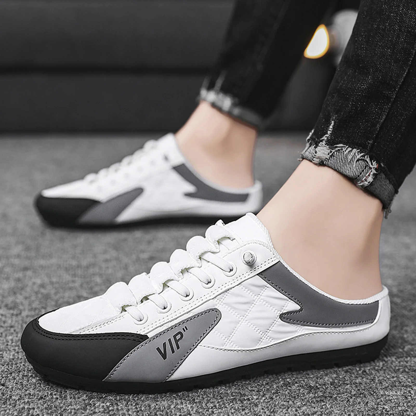 Men Backless Shoes Open Back Sneaker Lightweight Breathable Slippers for Office Beach Daily Wear