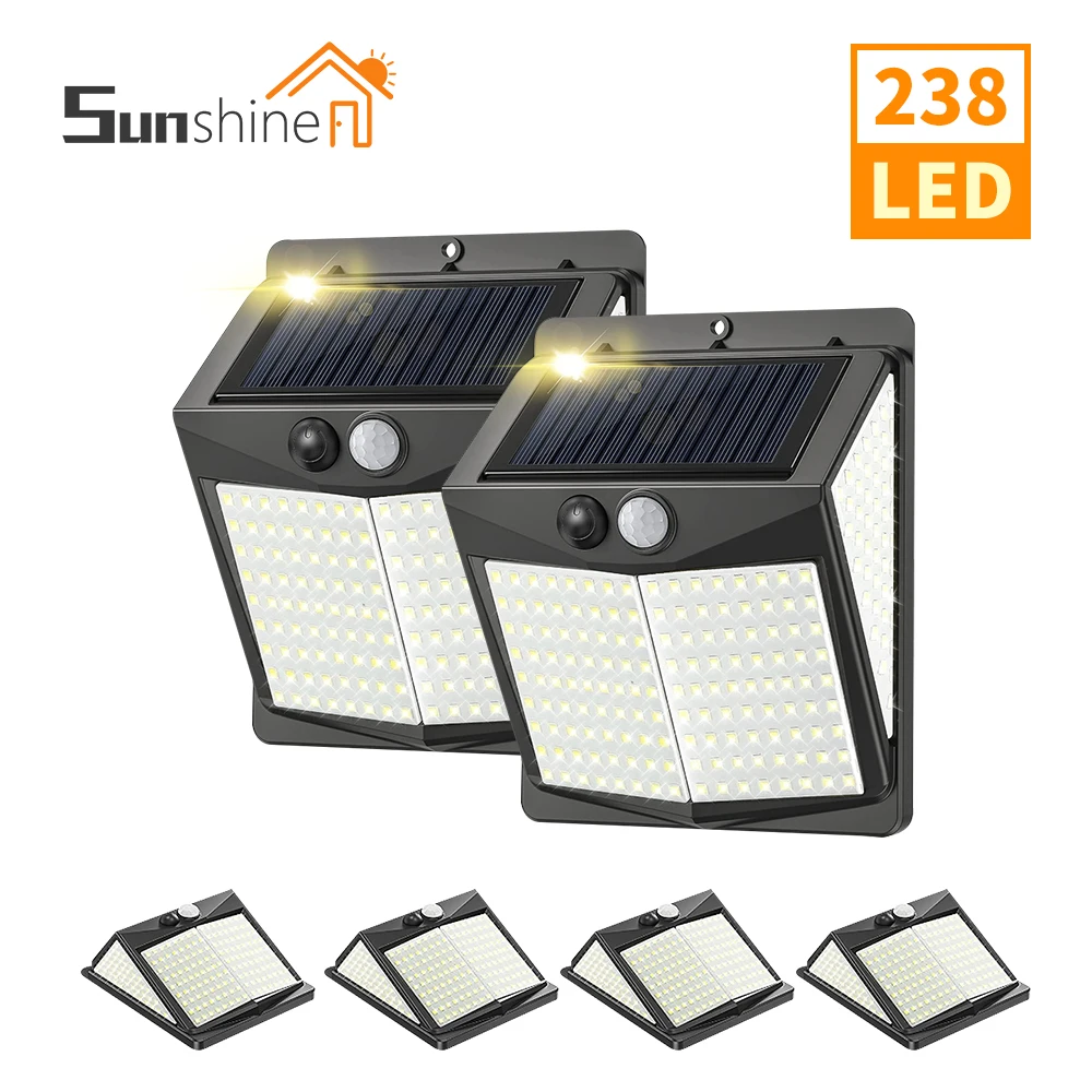 238 LED Solar Light Human Body Sensor Solar Wall Lamp IP65 Outdoor Light Automatic adjust Brightness Garden Light Chirismas