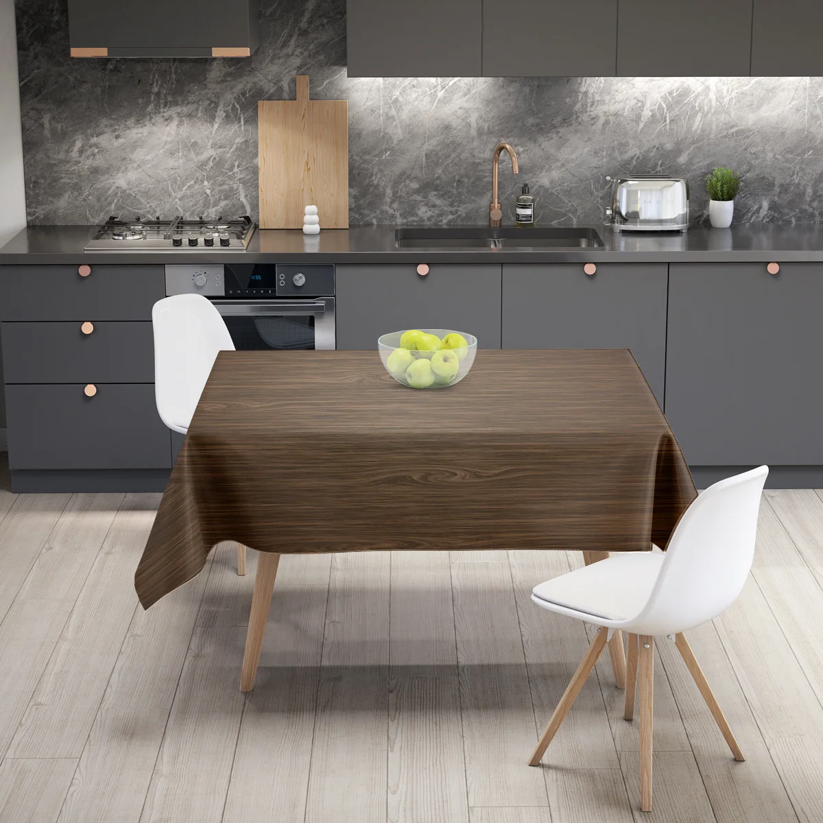 One fashionable wood-grain pattern polyester tablecloth, rectangular with colorful printed design, table mat.zyc