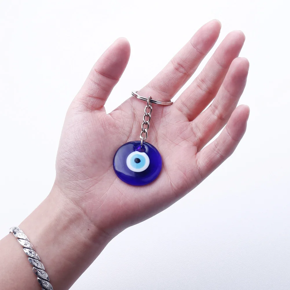 Portachiavi Lucky Evil Eye 3 3.5 4cm Charm Round Big Blue Glass Women portachiavi accessori