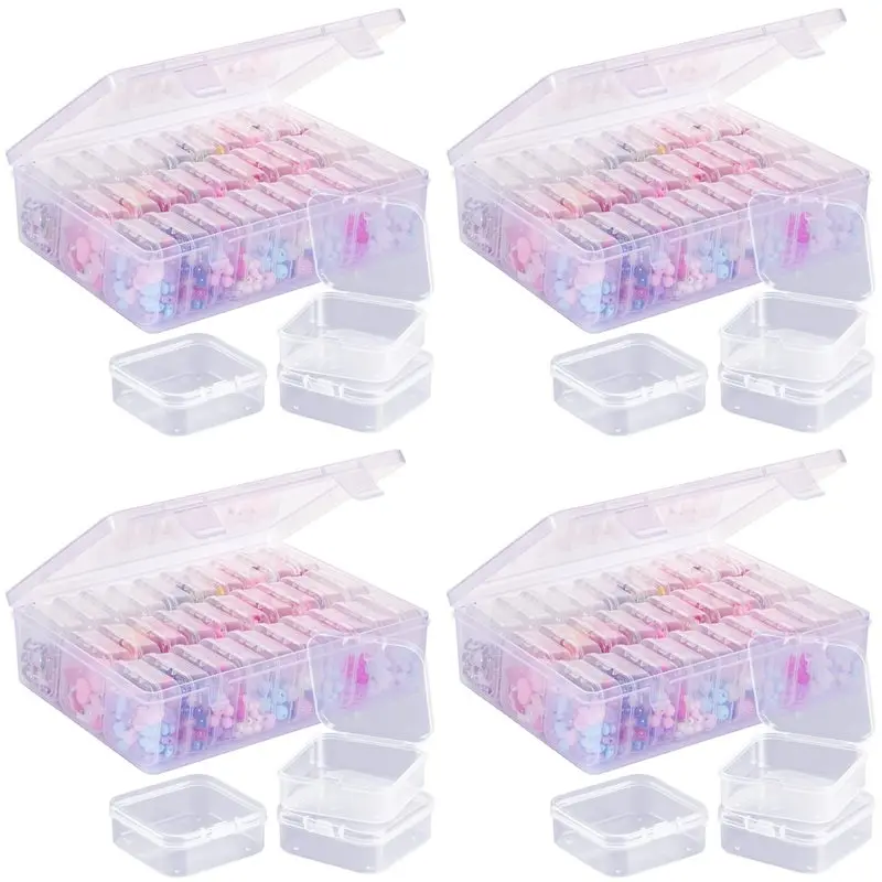 

Органайзер для бусин AB11, 4 большие прозрачные коробки с 120 маленькими прозрачными пластиковыми контейнерами для хранения, портативный ящик для рукоделия