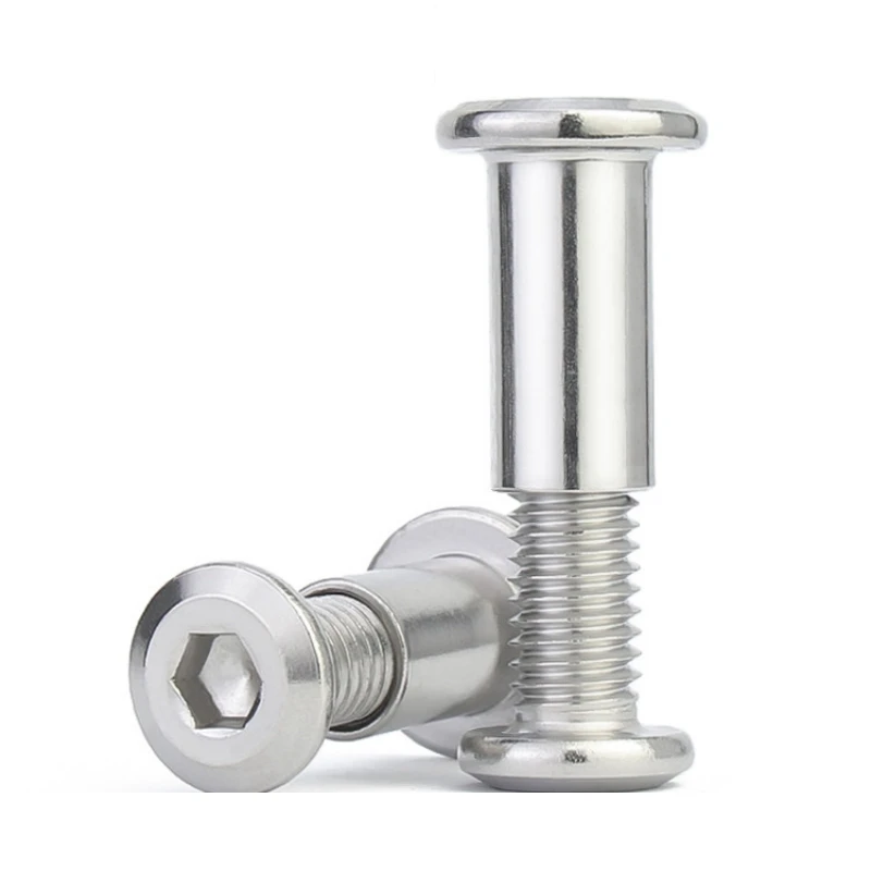 304 Stainless Steel Flat Hex Hexagon Socket Head Screw Furniture Rivet Connector Insert Joint Sleeve Cap Nut Set M2~M10