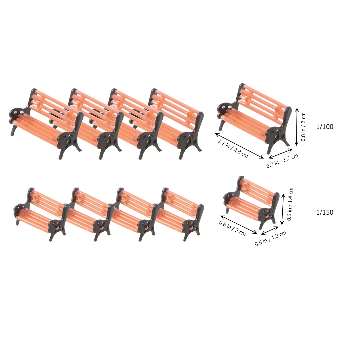 미니어처 조경 액세서리 공원 벤치 긴 의자 건설 마이크로 모델, 10 개