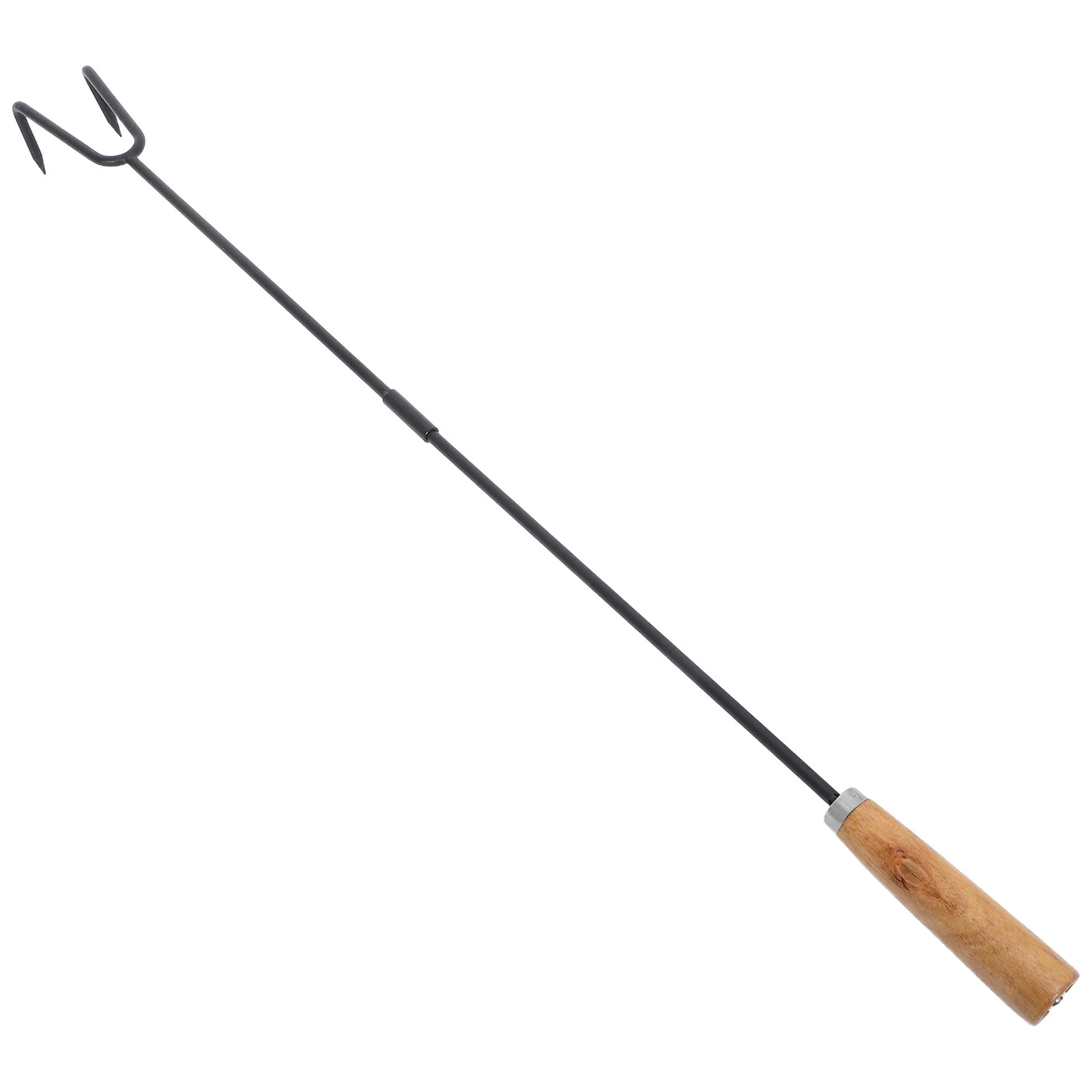 Fire Pit Poker Stick with Wooden Handle Heavy Duty Iron Fireplace Tool for Indoor Outdoor Campfire Wood Stove Bbq Portable