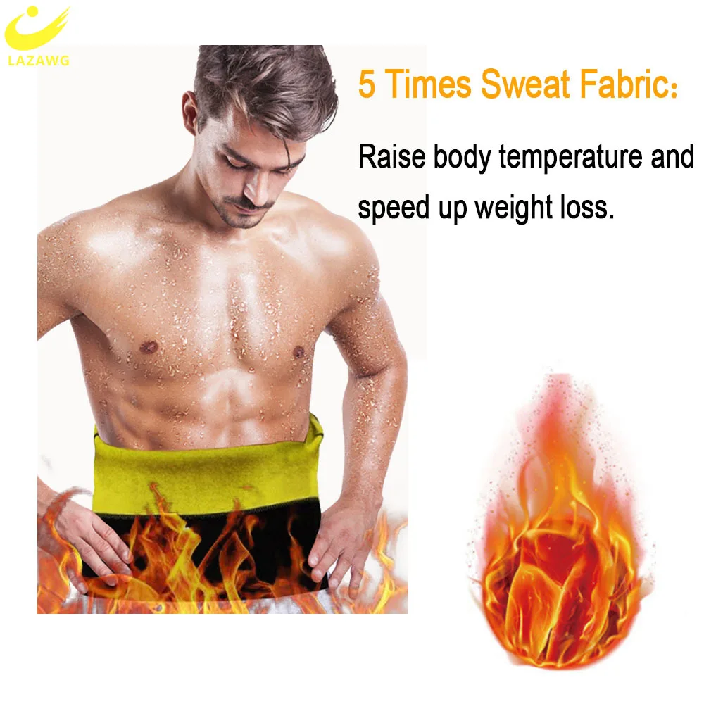 LAZAWG Waist Trainer for Men Sauna Girdles Weight Loss Tummy Belt Belly Cincher Neoprene Body Shaper Corset Fat Burner Slimming