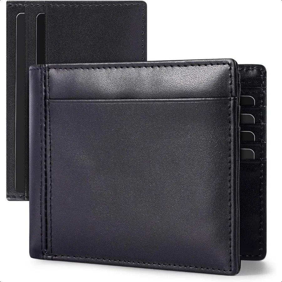 

Swallowmall Genuine Leather RFID Wallet for Mens Mens Bifold Wallet with Removable Card Holder 10 Card Holder 2 ID Window Bifol
